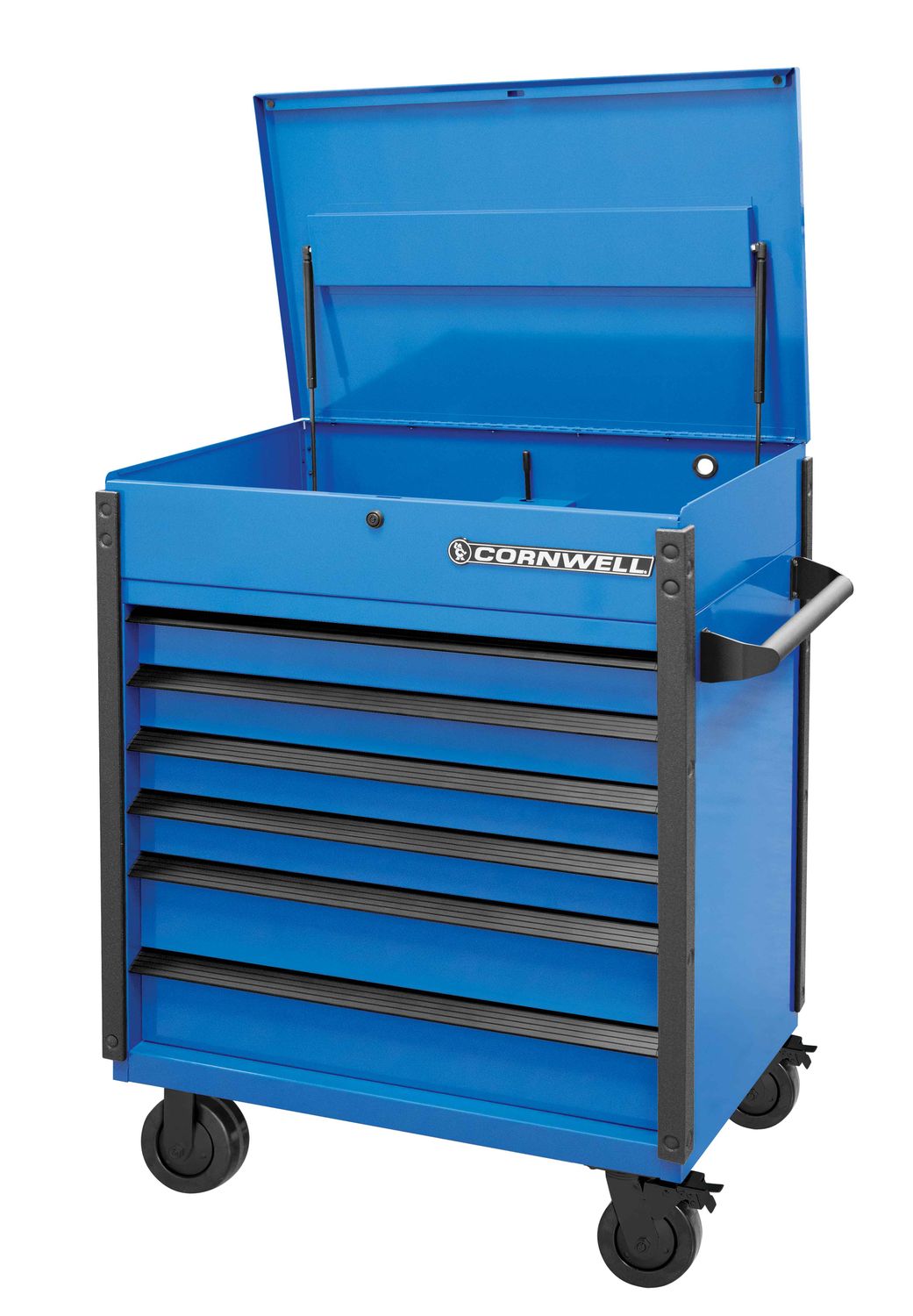 CTSASF406KB - (BTO) 40" 6-Drawer Arca Flip Top Service Cart, Corporate Blue/Black Trim