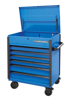 CTSASF406KB - (BTO) 40" 6-Drawer Arca Flip Top Service Cart, Corporate Blue/Black Trim