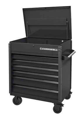 CTSASF406KK - (BTO) 40" 6-Drawer Arca Flip Top Service Cart, Gloss Black/Black Trim