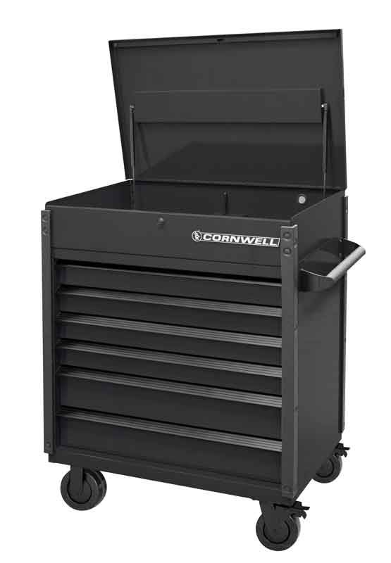 CTSASF406KK - (BTO) 40" 6-Drawer Arca Flip Top Service Cart, Gloss Black/Black Trim