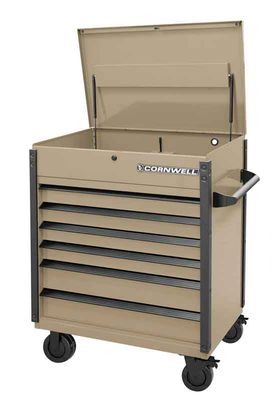 CTSASF406KSS - 40" 6-Drawer Arca Flip Top Service Cart, Sandstorm/Black Trim