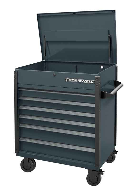 CTSASF406LF - 40" 6-Drawer Arca Flip Top Service Cart, Graphite/Gunmetal Trim