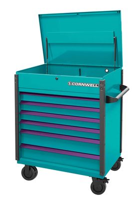 CTSASF406URT - (BTO) 40" 6-Drawer Arca Flip Top Service Cart, Riptide/Purple Trim