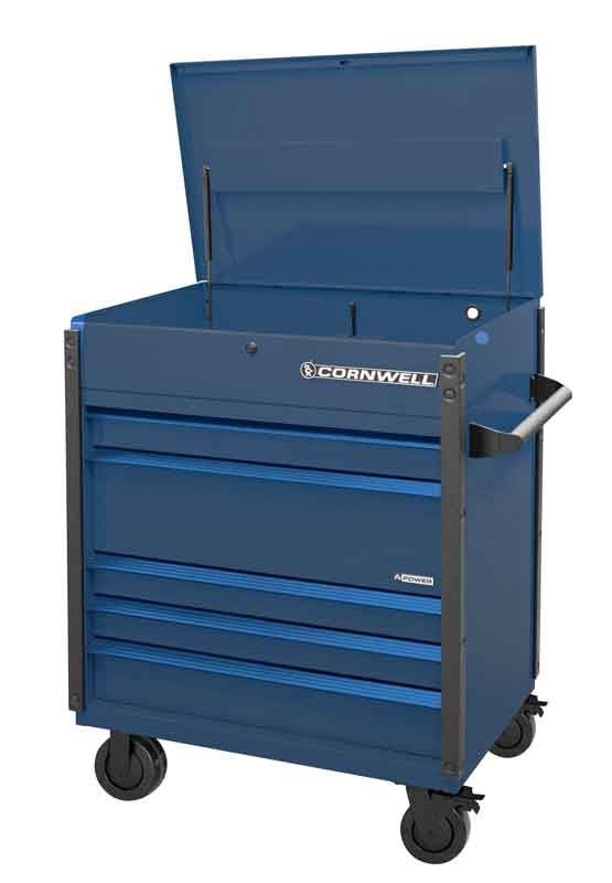 CTSASFP405BCT - 40" 5-Drawer Arca Flip Top Power Drawer Cart, Cobalt/Blue Trim