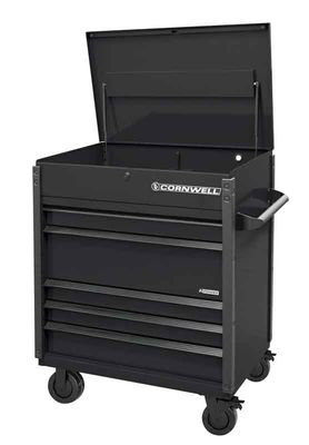 CTSASFP405KK - (BTO) 40" 5-Drawer Arca Flip Top Power Drawer Cart, Gloss Black/Black Trim