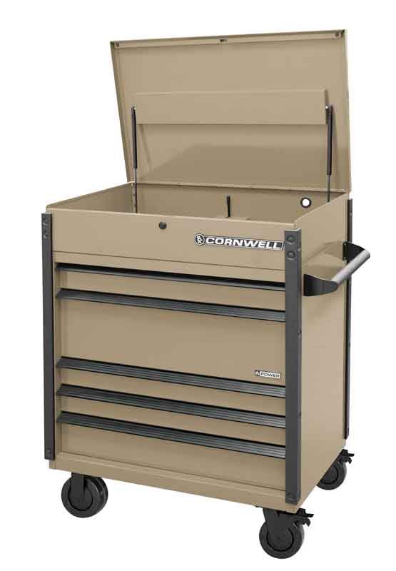 CTSASFP405KSS - 40" 5-Drawer Arca Flip Top Power Drawer Cart, Sandstorm/Black Trim