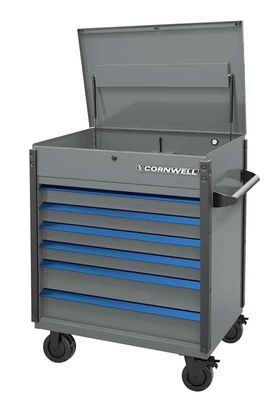 CTSASF406BPL - (BTO) 40" 6-Drawer Arca Flip Top Service Cart, Platinum/Blue Trim