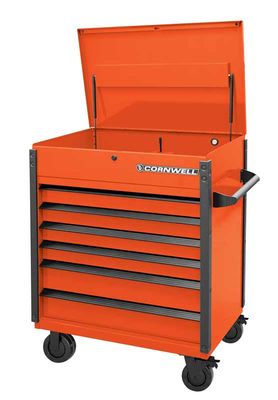 CTSASF406KA - (BTO) 40" 6-Drawer Arca Flip Top Service Cart, Atomic Orange/Black Trim