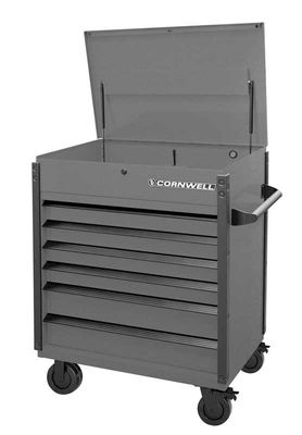 CTSASF406KCD - (BTO) 40" 6-Drawer Arca Flip Top Service Cart, Carbide/Black Trim