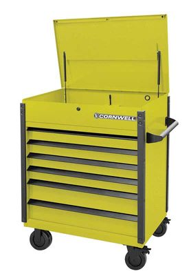 CTSASF406KLY - 40" 6-Drawer Arca Flip Top Service Cart, Lightning Yellow/Black Trim