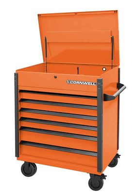CTSASF406KO - (BTO) 40" 6-Drawer Arca Flip Top Service Cart, Orange/Black Trim