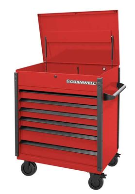 CTSASF406KRD - (BTO) 40" 6-Drawer Arca Flip Top Service Cart, Classic Red/Black Trim