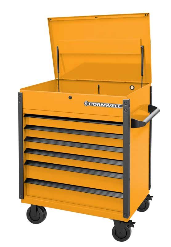 CTSASF406KRE - 40" 6-Drawer Arca Flip Top Service Cart, Ignition Orange/Black Trim