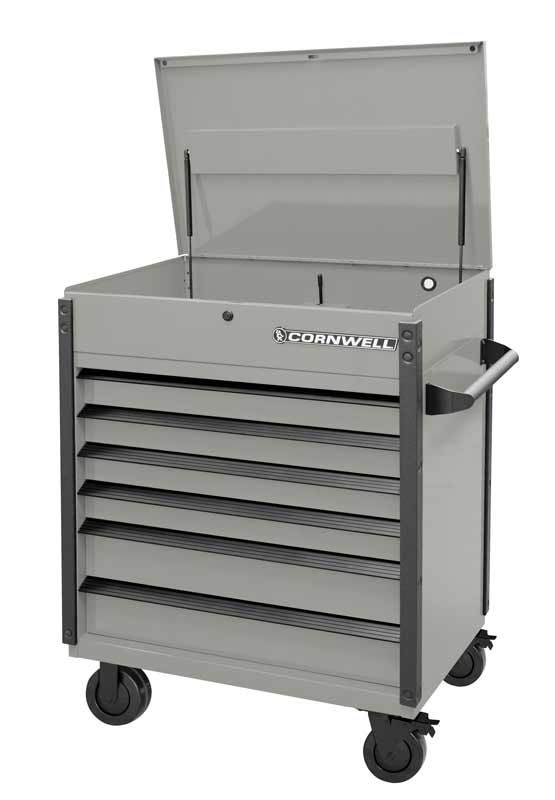 CTSASF406KSM - 40" 6-Drawer Arca Flip Top Service Cart, Smoke/Black Trim