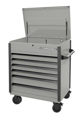 CTSASF406KSM - 40" 6-Drawer Arca Flip Top Service Cart, Smoke/Black Trim