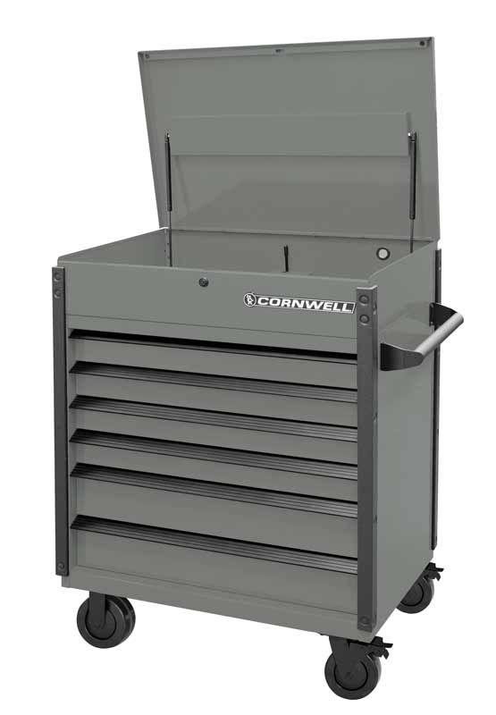 CTSASF406KST - 40" 6-Drawer Arca Flip Top Service Cart, Storm/Black Trim