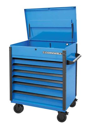 CTSASF406KTB - 40" 6-Drawer Arca Flip Top Service Cart, Torch Blue/Black Trim