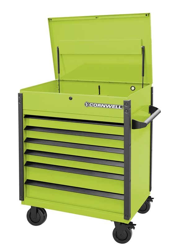 CTSASF406KTG - 40" 6-Drawer Arca Flip Top Service Cart, Nitro Green/Black Trim