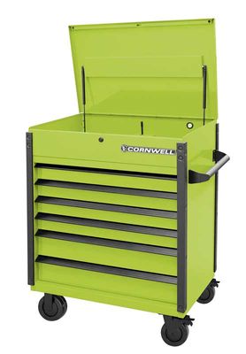 CTSASF406KTG - 40" 6-Drawer Arca Flip Top Service Cart, Nitro Green/Black Trim