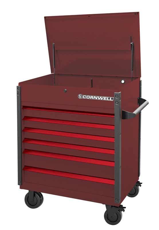 CTSASF406RRA - 40" 6-Drawer Arca Flip Top Service Cart, Radium/Red Trim