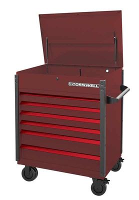 CTSASF406RRA - 40" 6-Drawer Arca Flip Top Service Cart, Radium/Red Trim