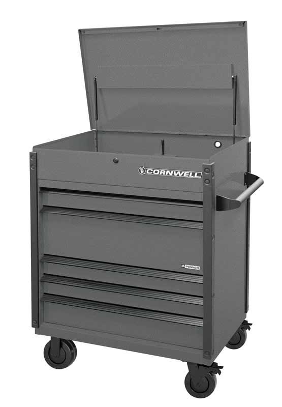 CTSASFP405KCD - (BTO) 40" 5-Drawer Arca Flip Top Power Drawer Cart, Carbide/Black Trim