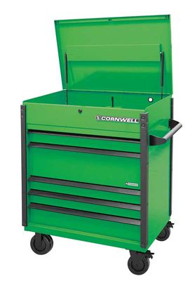 CTSASFP405KG - (BTO) 40" 5-Drawer Arca Flip Top Power Drawer Cart, Neon Green/Black Trim