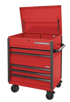 CTSASFP405KRD - (BTO) 40" 5-Drawer Arca Flip Top Power Drawer Cart, Classic Red/Black Trim
