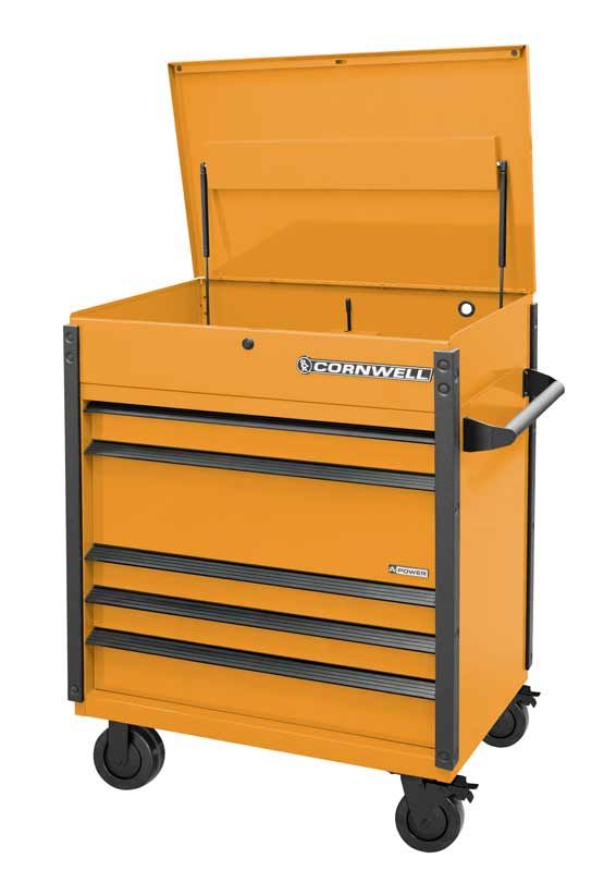 CTSASFP405KRE - (BTO) 40" 5-Drawer Arca Flip Top Power Drawer Cart, Ignition Orange/Black Trim