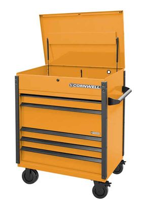 CTSASFP405KRE - (BTO) 40" 5-Drawer Arca Flip Top Power Drawer Cart, Ignition Orange/Black Trim
