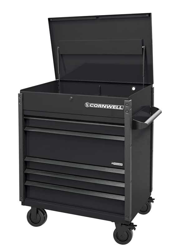 CTSASFP405KSH - 40" 5-Drawer Arca Flip Top Power Drawer Cart, Shadow/Black Trim