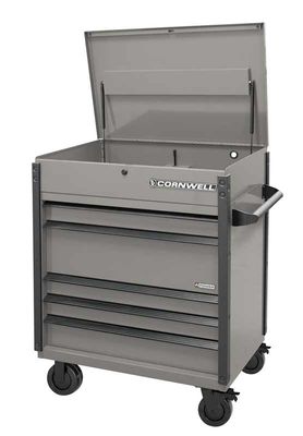 CTSASFP405KSM - (BTO) 40" 5-Drawer Arca Flip Top Power Drawer Cart, Smoke/Black Trim
