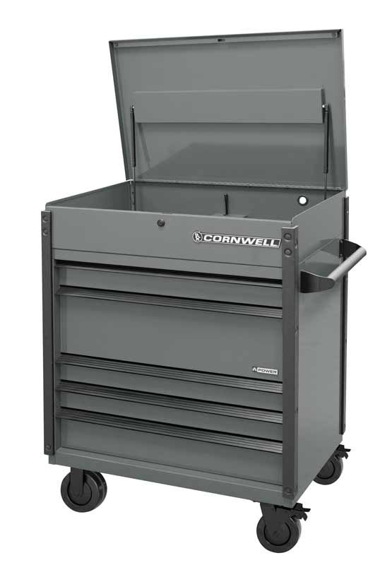 CTSASFP405KST - 40" 5-Drawer Arca Flip Top Power Drawer Cart, Storm/Black Trim