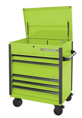 CTSASFP405KTG - 40" 5-Drawer Arca Flip Top Power Drawer Cart, Nitro Green/Black Trim