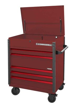 CTSASFP405RRA - 40" 5-Drawer Arca Flip Top Power Drawer Cart, Radium/Red Trim