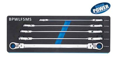 BPWLF5MS - 5 Piece bluePOWER® 90-Tooth Metric XL Flex Ratcheting Box Wrench Set
