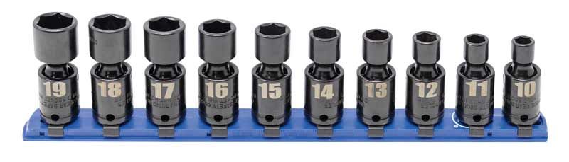 TSIUPM2210R - 10 Piece 3/8" Drive Metric Standard Impact Universal Socket Set, 6-Point