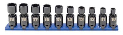 TSIUPM2210R - 10 Piece 3/8" Drive Metric Standard Impact Universal Socket Set, 6-Point
