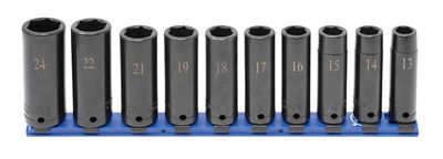 STIM3210LR - 10 Piece 1/2" Drive Metric Deep Impact Socket Set, 6-Point