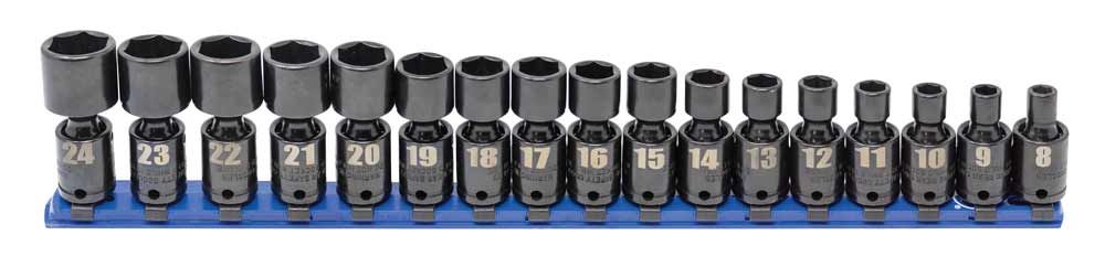 TSIUPM2217R - 17 Piece 3/8" Drive Metric Standard Impact Universal Socket Set, 6-Point