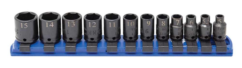 STIM0212R - 12 Piece 1/4" Drive Metric Standard Impact Socket Set, 6-Point