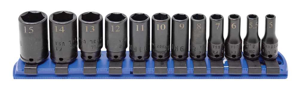 STIM0212MLR - 12 Piece 1/4" Drive Metric Mid-Length Impact Socket Set, 6-Point