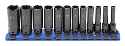 STIM0212LR - 12 Piece 1/4" Drive Metric Deep Impact Socket Set, 6-Point