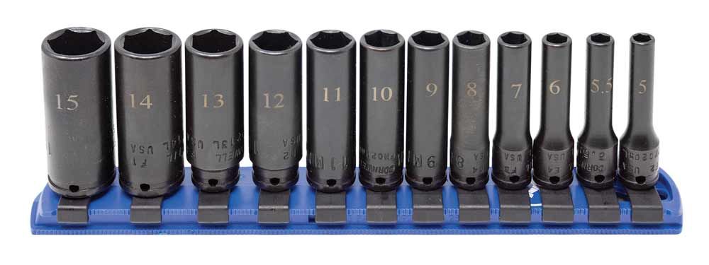 STIM0212LR - 12 Piece 1/4" Drive Metric Deep Impact Socket Set, 6-Point
