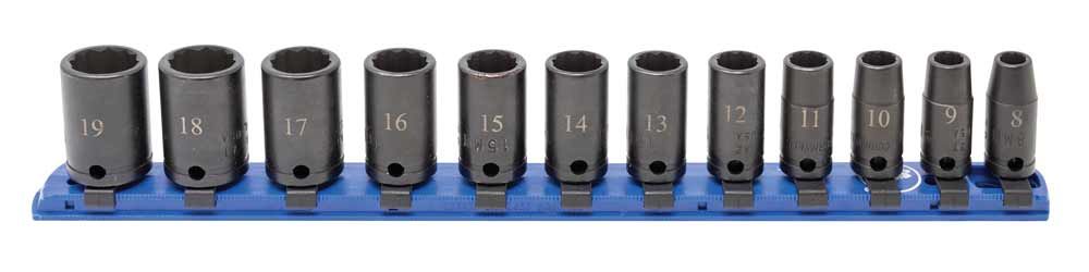 STIM2112MLR - 12 Piece 3/8" Drive Metric Mid-Length Impact Socket Set, 12-Point