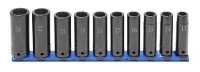 STIM3110LR - 10 Piece 1/2" Drive Metric Deep Impact Socket Set, 12-Point
