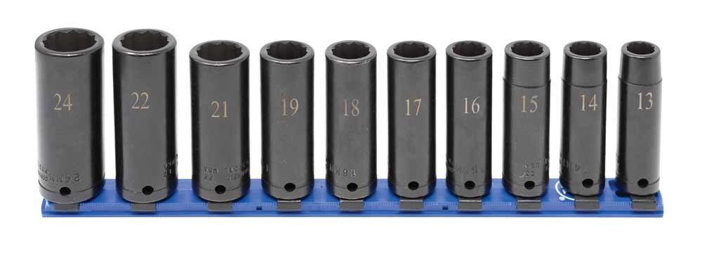 STIM3110LR - 10 Piece 1/2" Drive Metric Deep Impact Socket Set, 12-Point