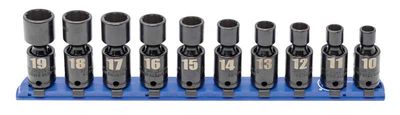 TSIUPM2110R - 10 Piece 3/8" Drive Metric Standard Impact Universal Socket Set, 12-Point
