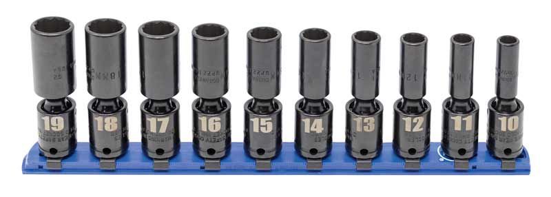 TSIUPM2110LR - 10 Piece 3/8" Drive Metric Deep Impact Universal Socket Set, 12-Point