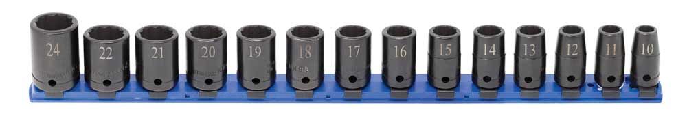 STIM3114R - 14 Piece 1/2" Drive Metric Standard Impact Socket Set, 12-Point